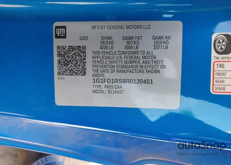2024 Chevrolet Camaro Rwd 2Lt from USA, damaged, VIN 1G1FD1RS8R0120451